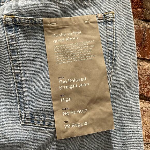 NEW Everlane The Relaxed Straight Fit Jeans in Vintage Sky Blue Size 29 - Picture 8 of 9